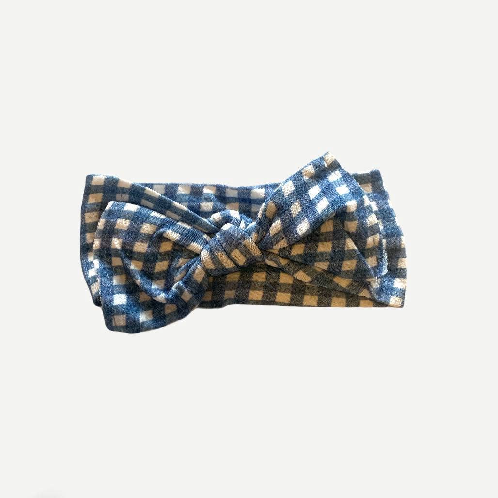 Organic Bow Knot - Blue Gingham