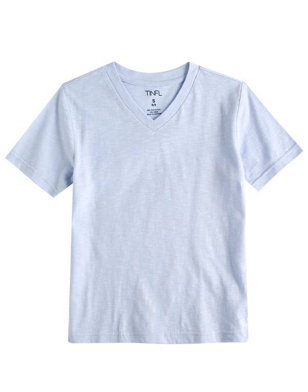 V-neck Short Sleeve T-shirt - Sea Blue
