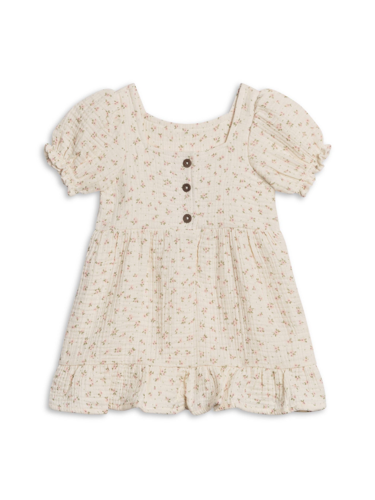 Organic Muslin Square Neck Dress - Camellia Floral
