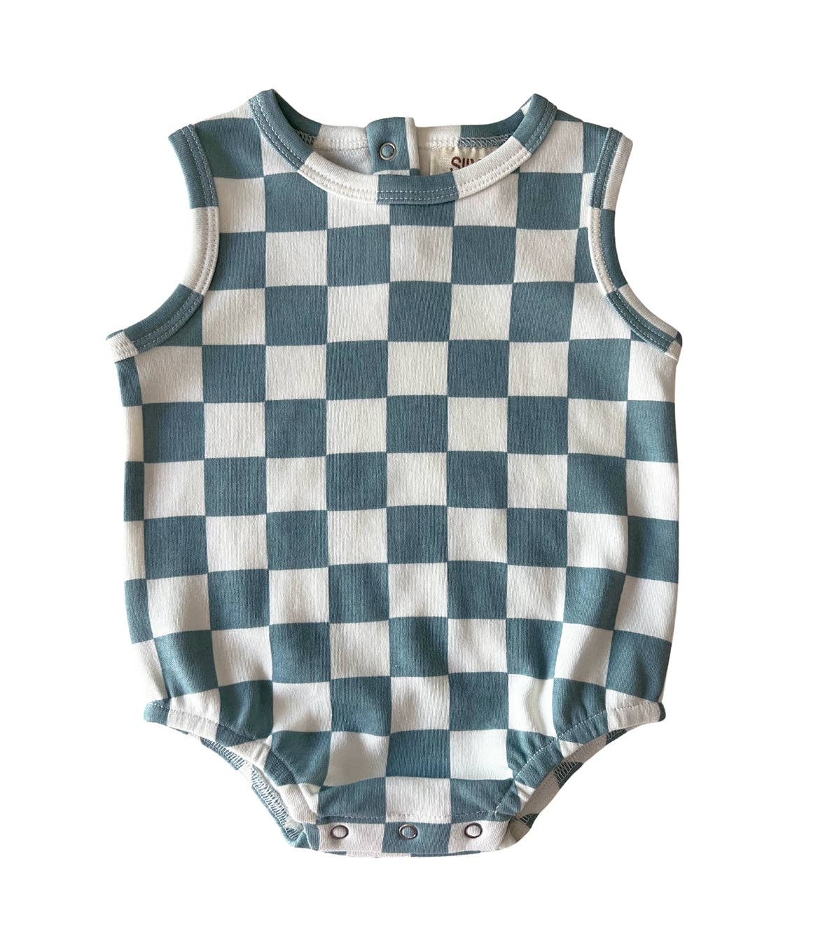 Organic Bubble Romper-Blueberry Muffin Checkerboard