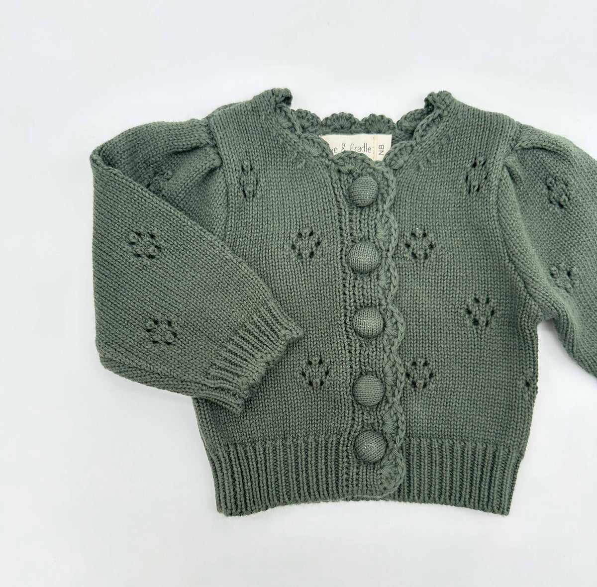 100% Cotton Anita Cardigan | Green