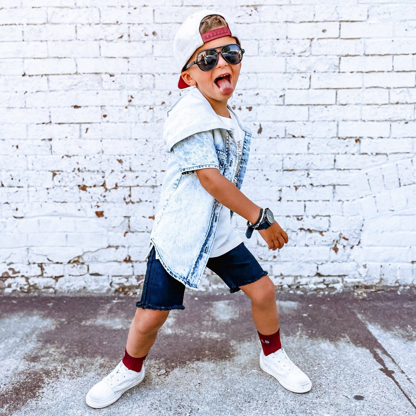 Short Sleeve Denim Hooded Shirt
