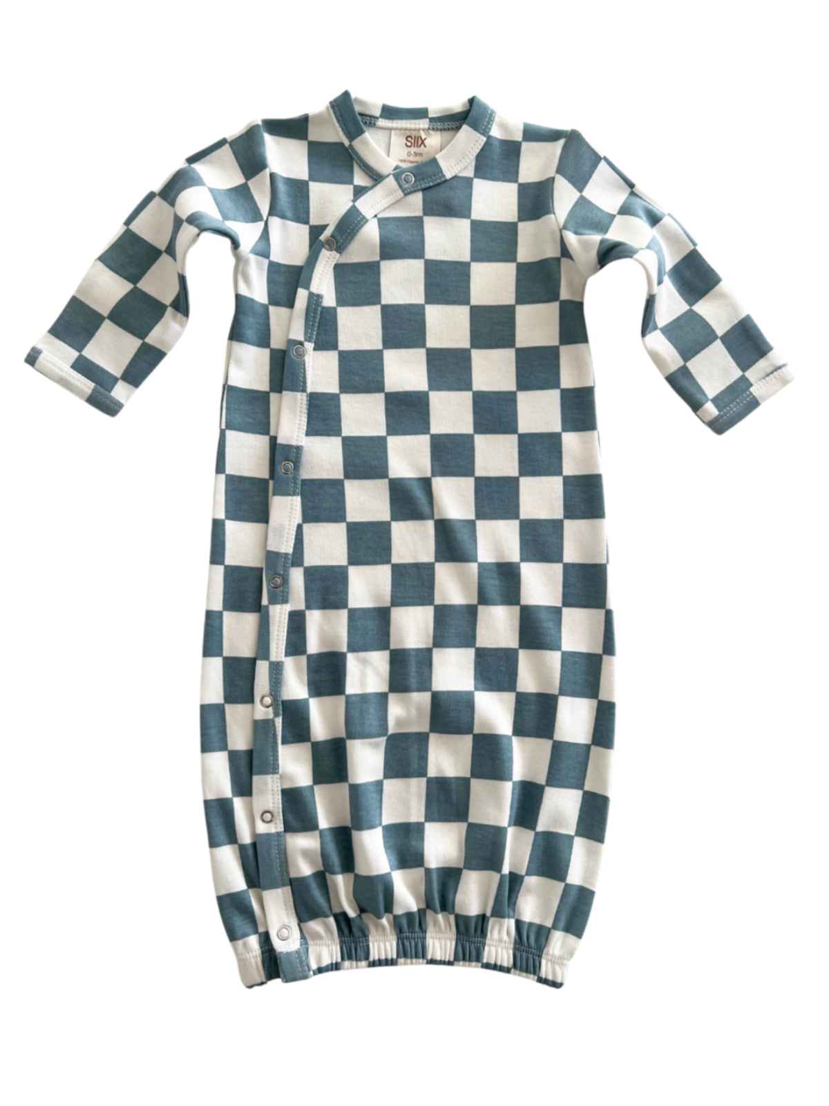 Organic Gown / Blueberry Muffin Checkerboard