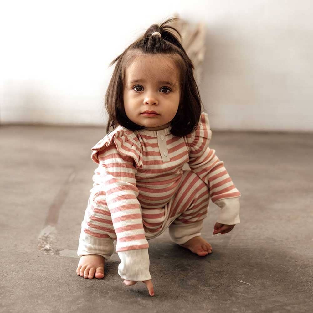 Organic Cotton Romper | Rose Stripe