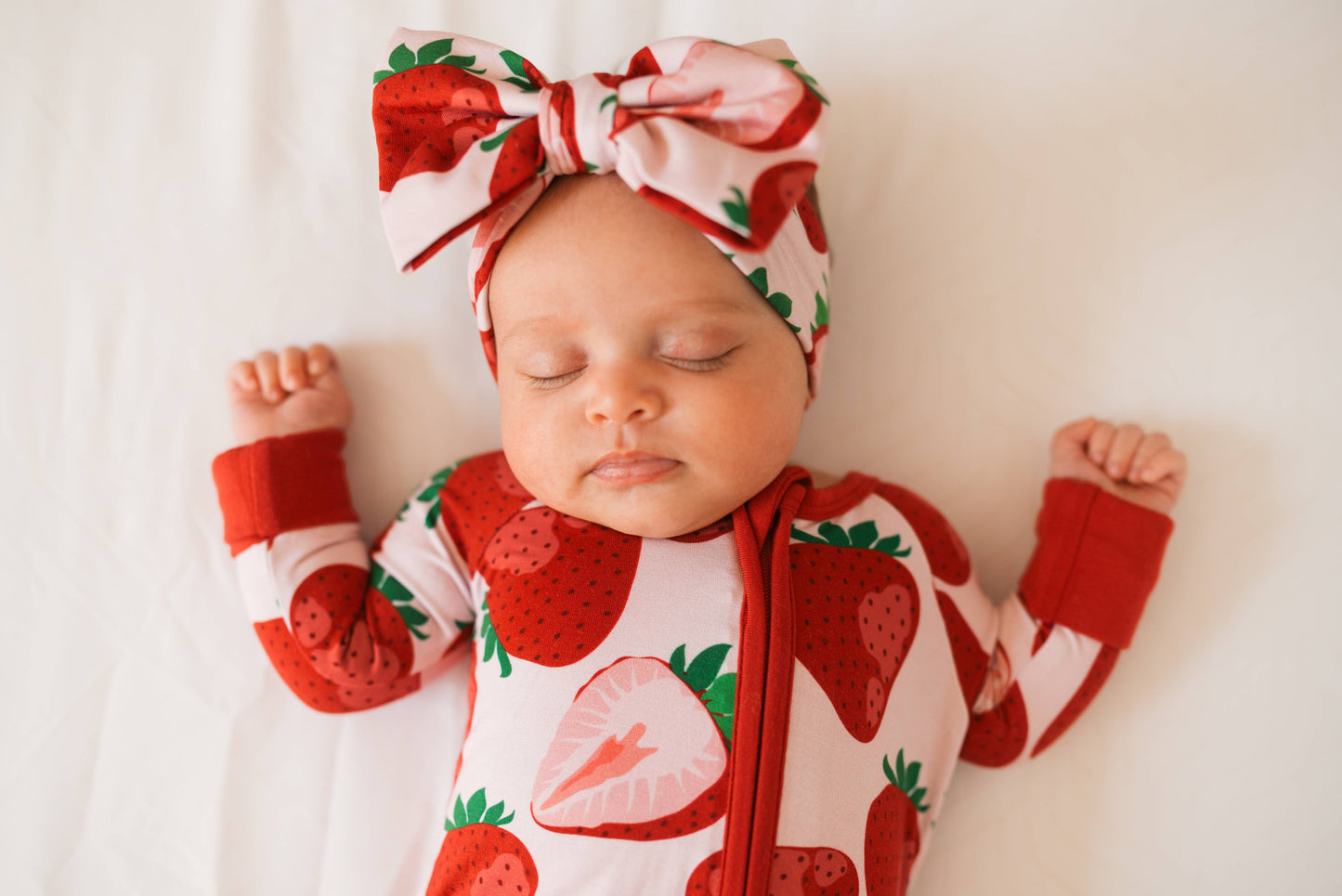 Berry Sweet Strawberry Bamboo Zip Romper Pajama