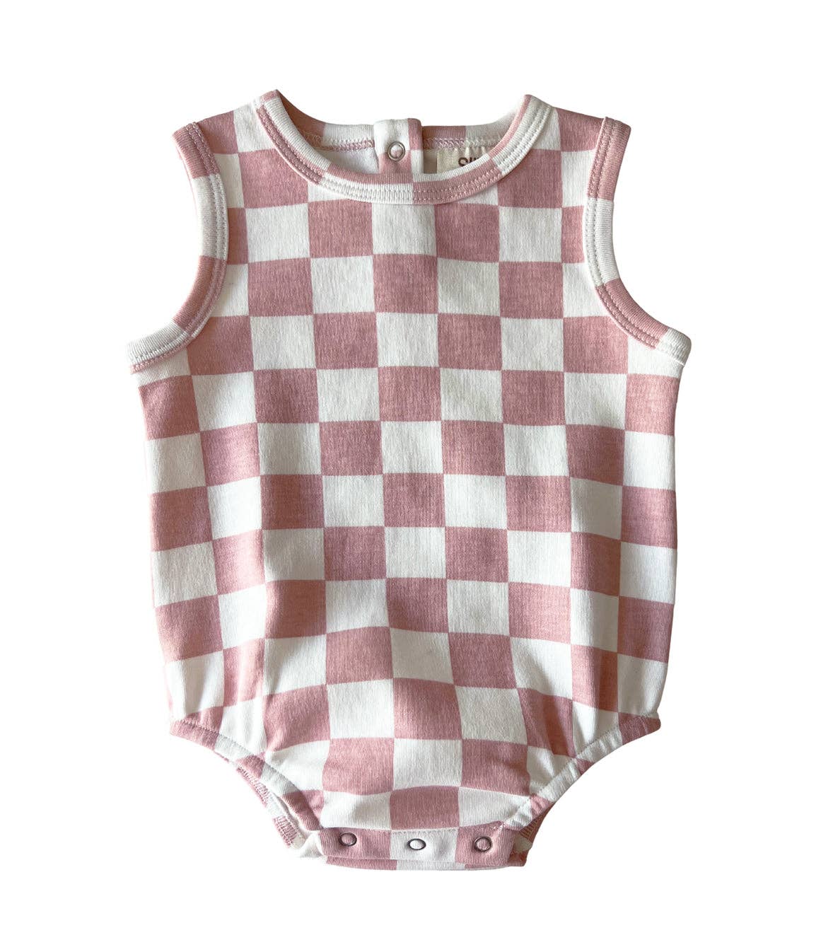 Organic Bubble Romper- Strawberry Checkerboard