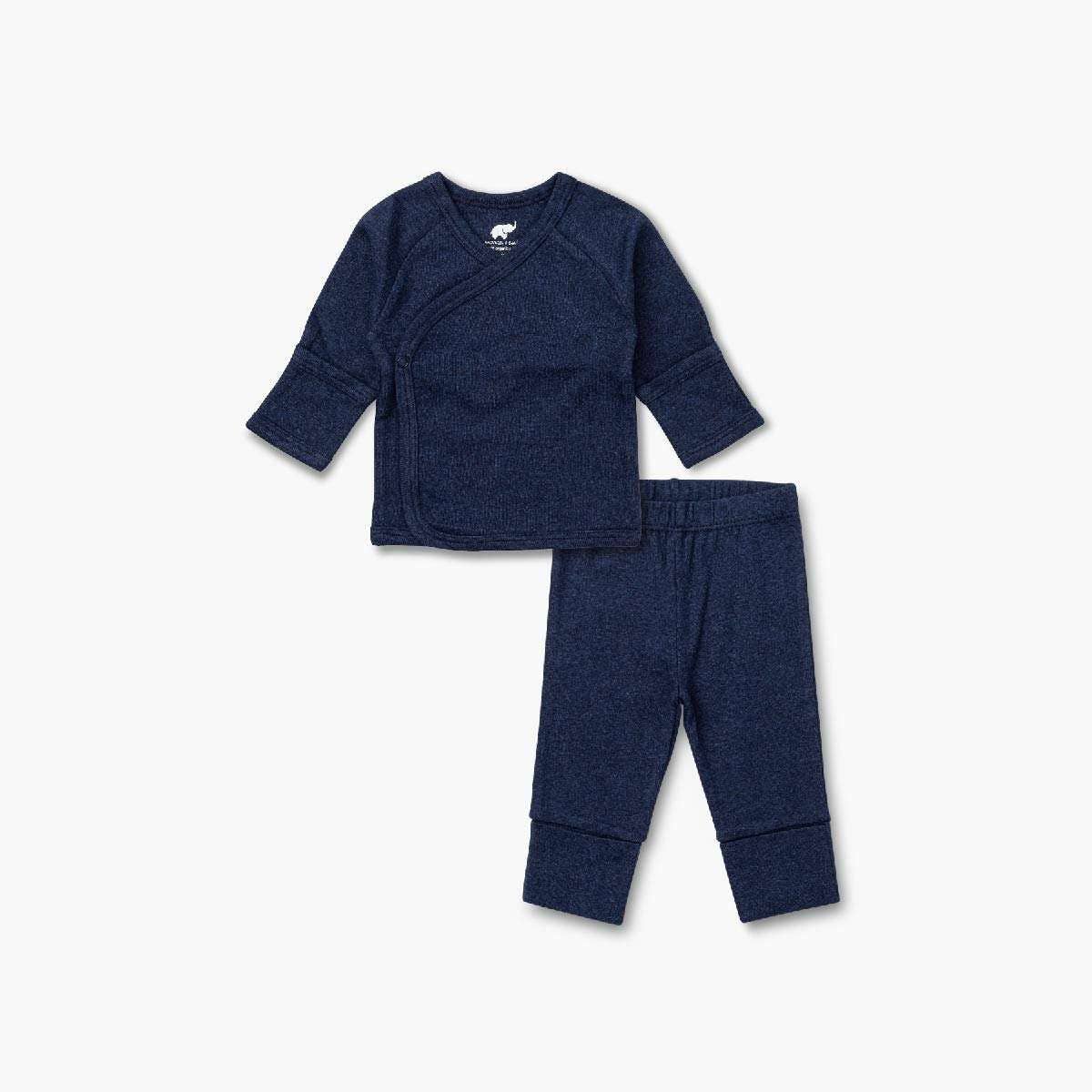 Organic Cotton Kimono Set | Navy Blue Heather