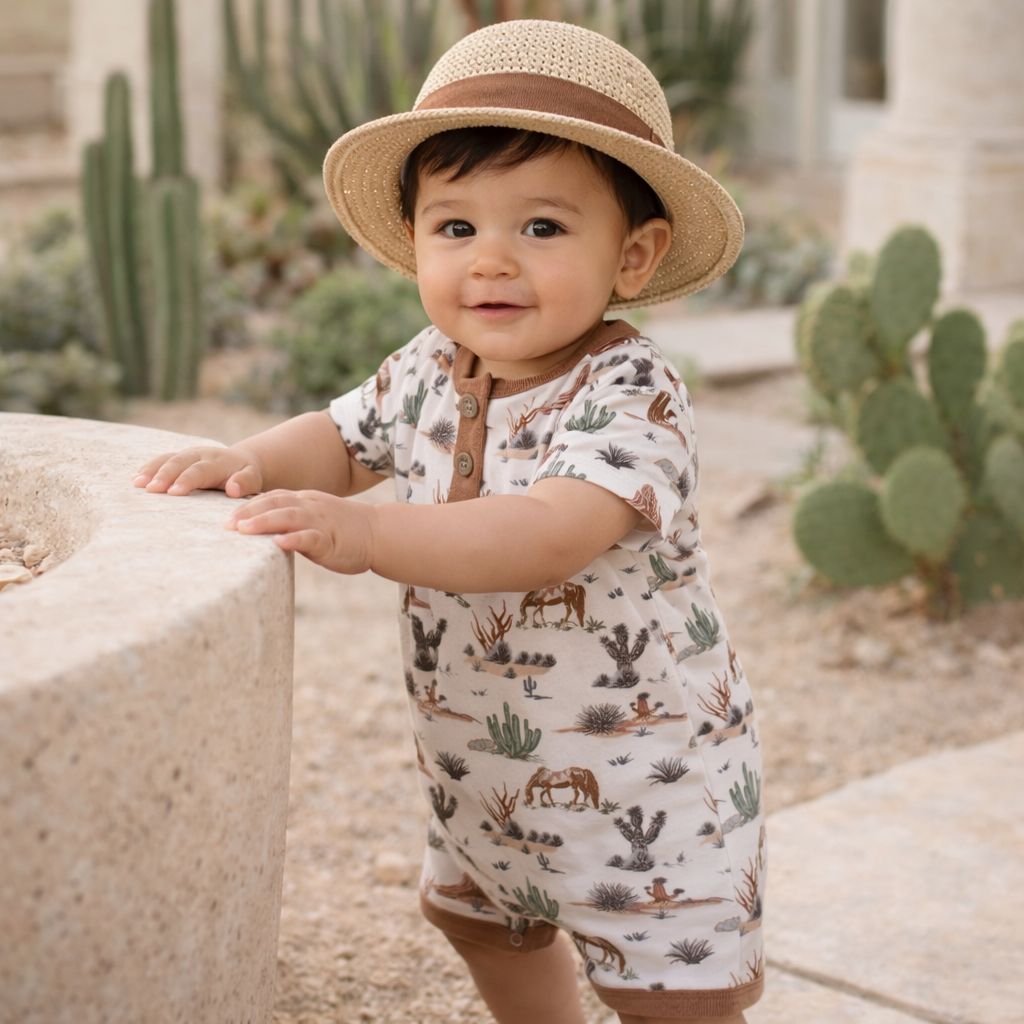 Bamboo Shorty Romper – Cactus Trails