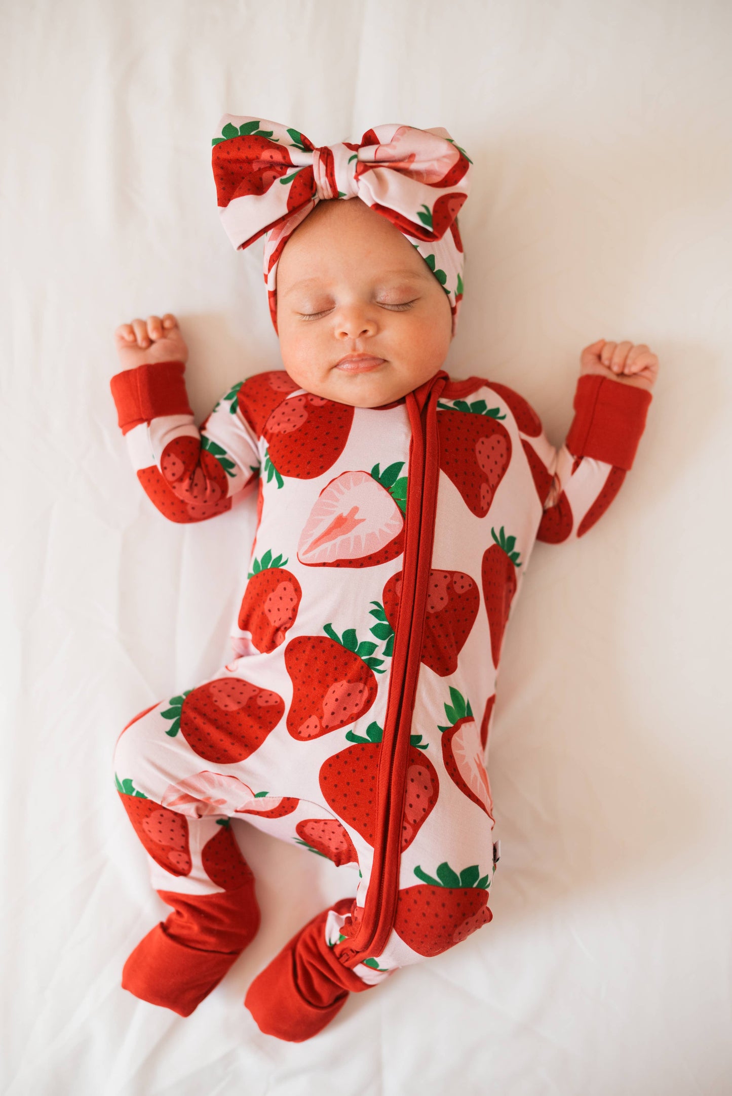 Berry Sweet Strawberry Bamboo Zip Romper Pajama