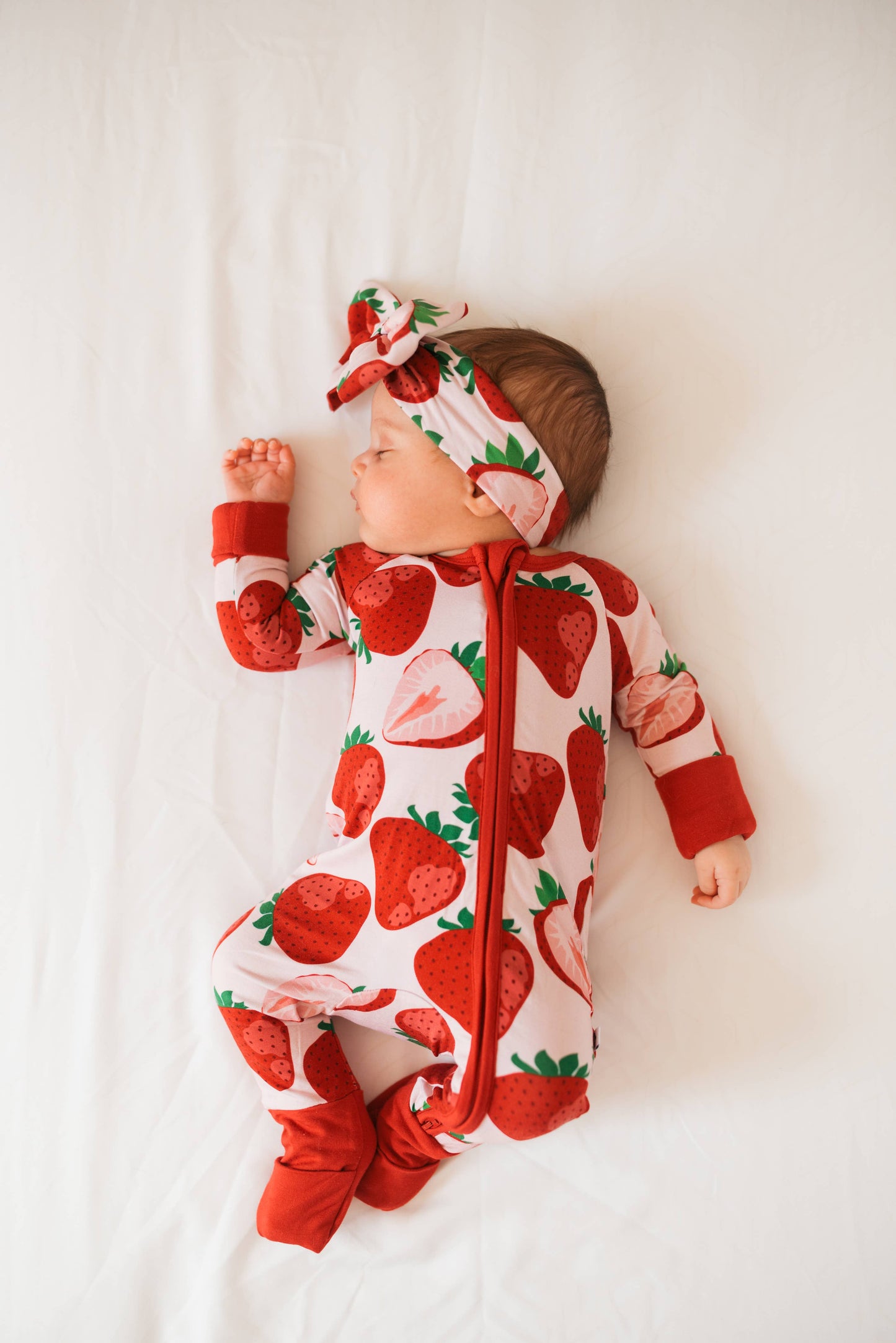 Berry Sweet Strawberry Bamboo Zip Romper Pajama