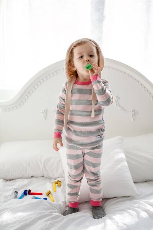 Cotton Long Sleeve PJ - Pink Stripe