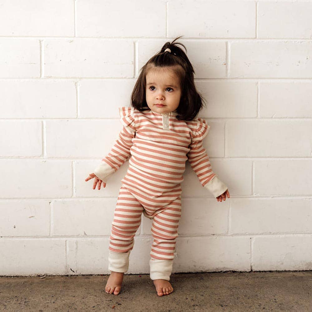 Organic Cotton Romper | Rose Stripe