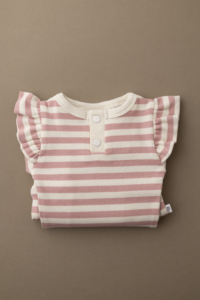 Organic Cotton Romper | Rose Stripe