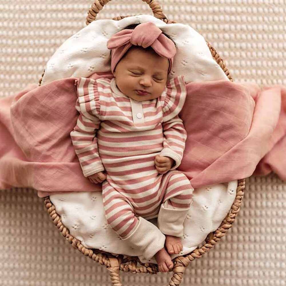 Organic Cotton Romper | Rose Stripe