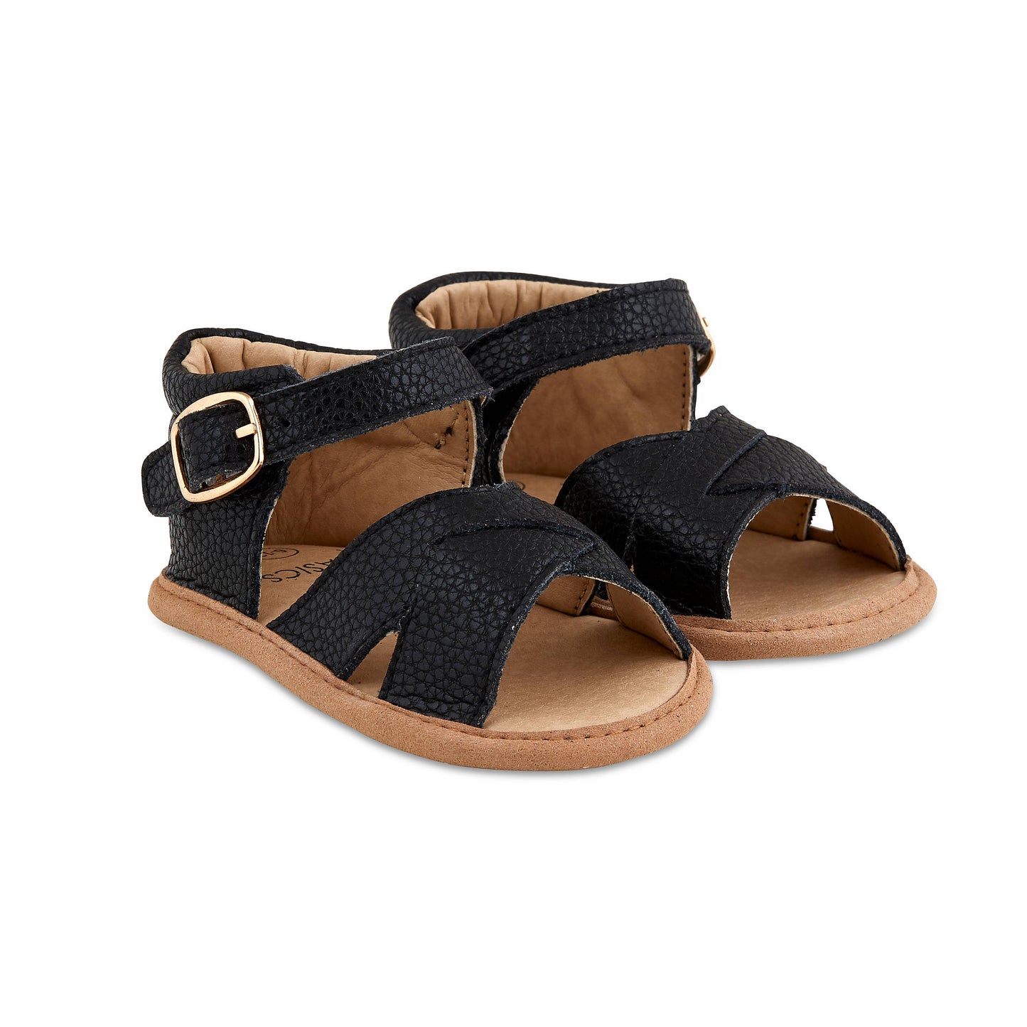 Split-Soled Leather Baby Sandals - Black