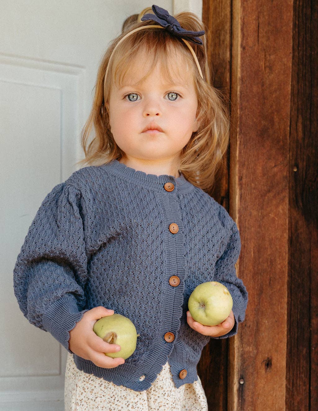 100% Cotton Pointelle Cardigan | Sapphire