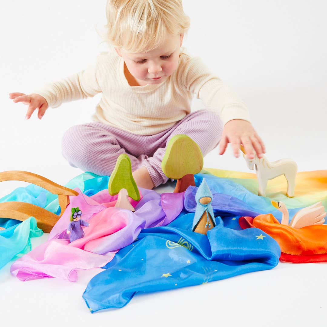 Mini Enchanted Playsilks - 100% Silk Natural, Waldorf Toys