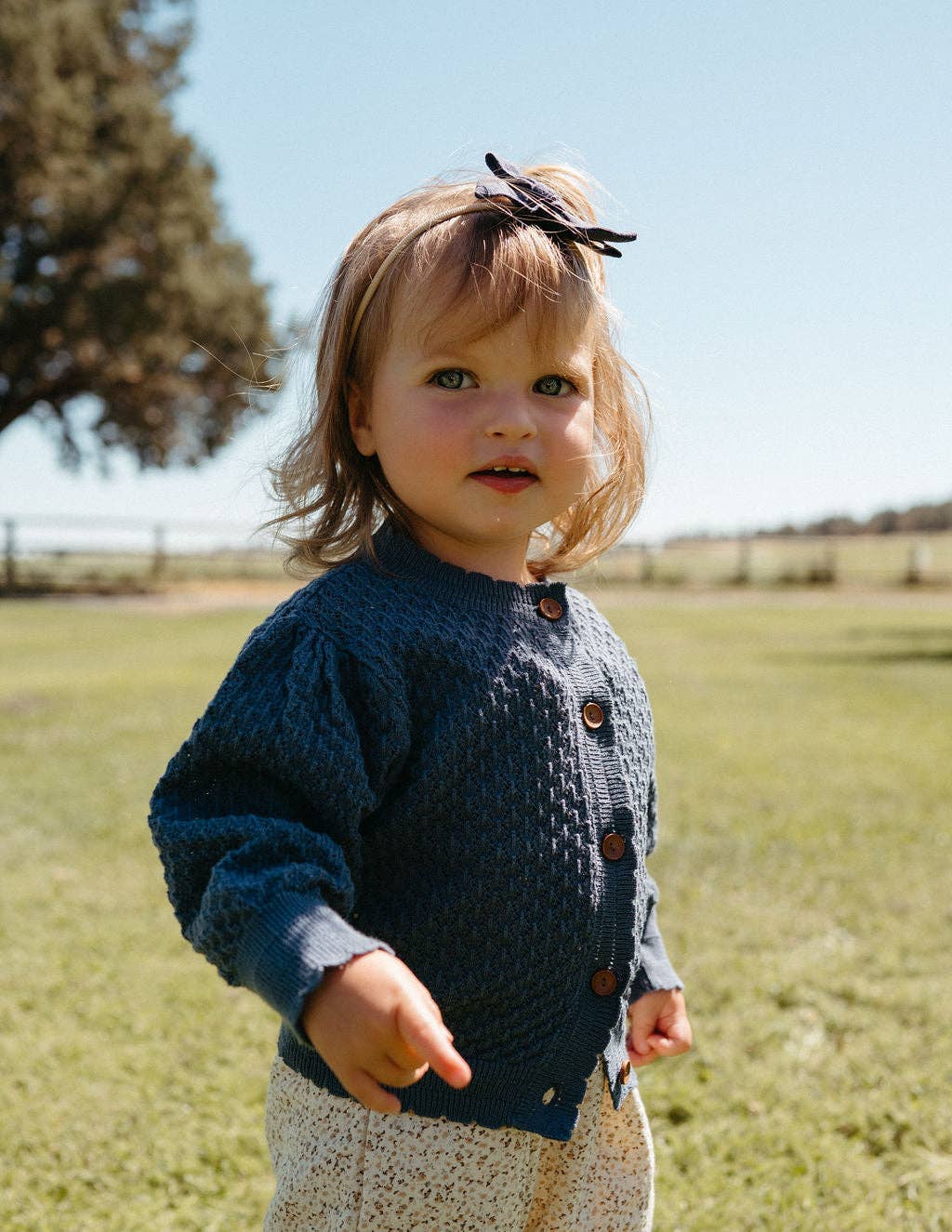 100% Cotton Pointelle Cardigan | Sapphire