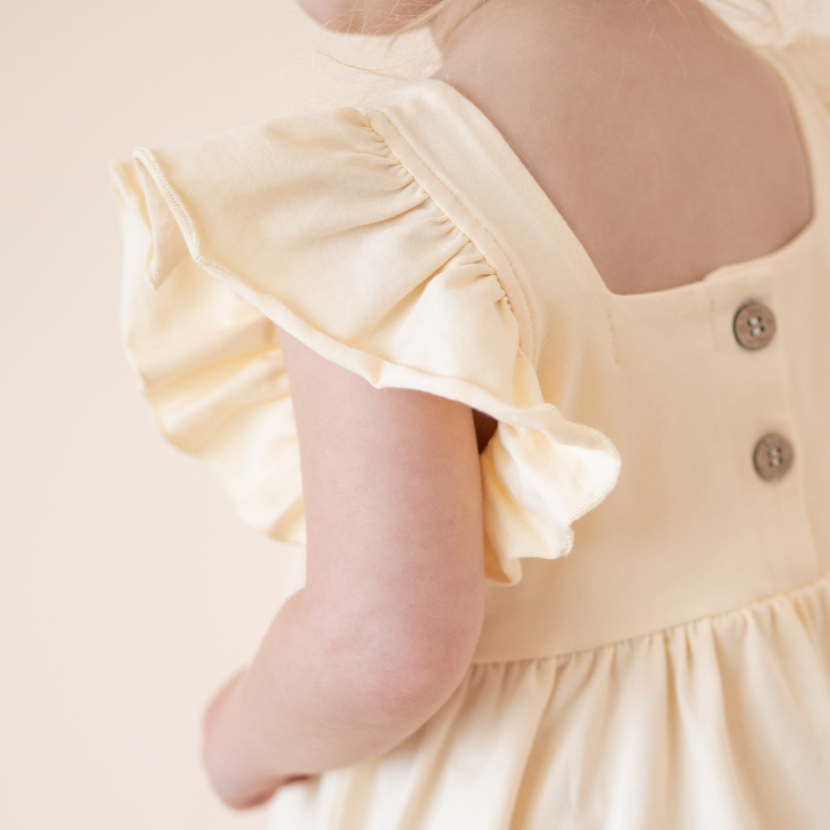 Organic Cotton Flutter Dress | Lemonade Yellow