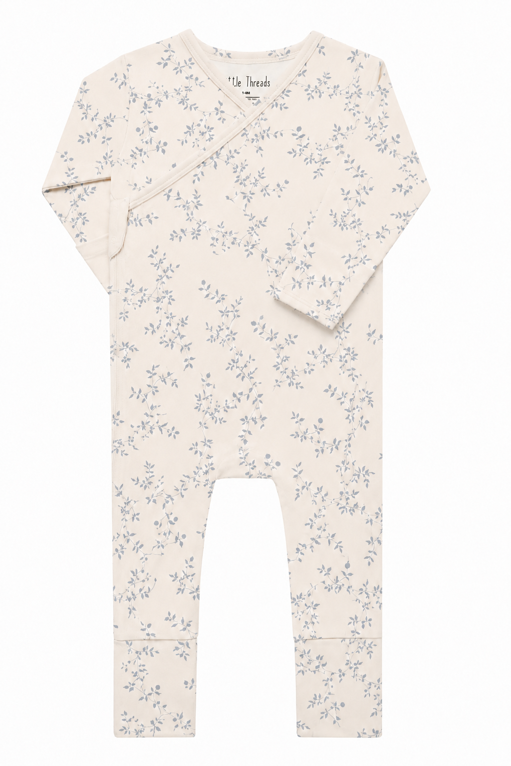Bamboo/Organic Cotton Wrap Footie - Soft Blue Vine