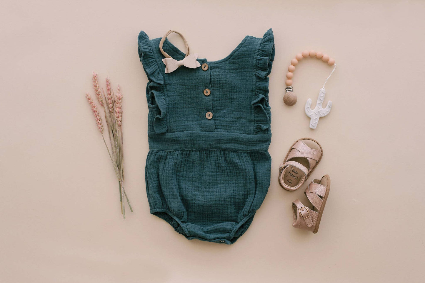 Backless Cotton Romper | Peacock