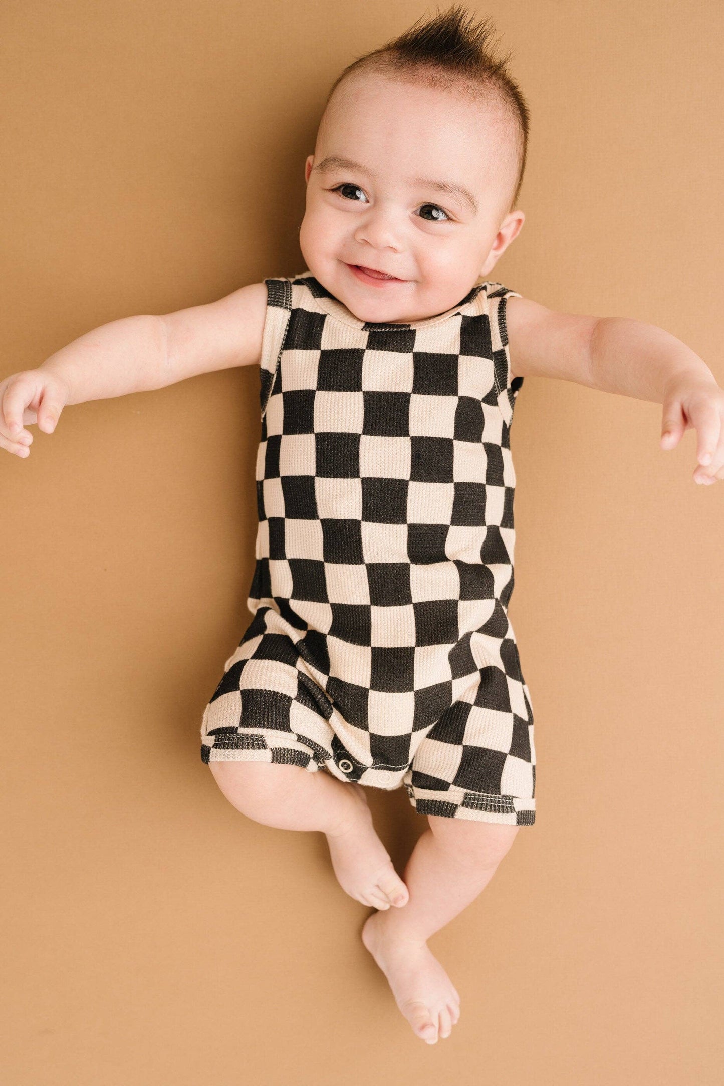 Black Checkered Bamboo Romper