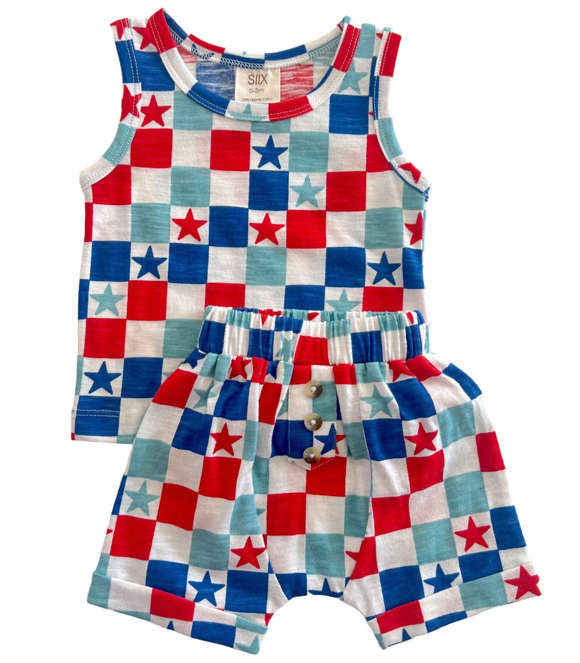 Organic Tank & Short Set | Red, White & Blue