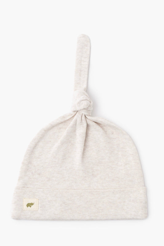 Baby Top Knot Cap | Cream Heather