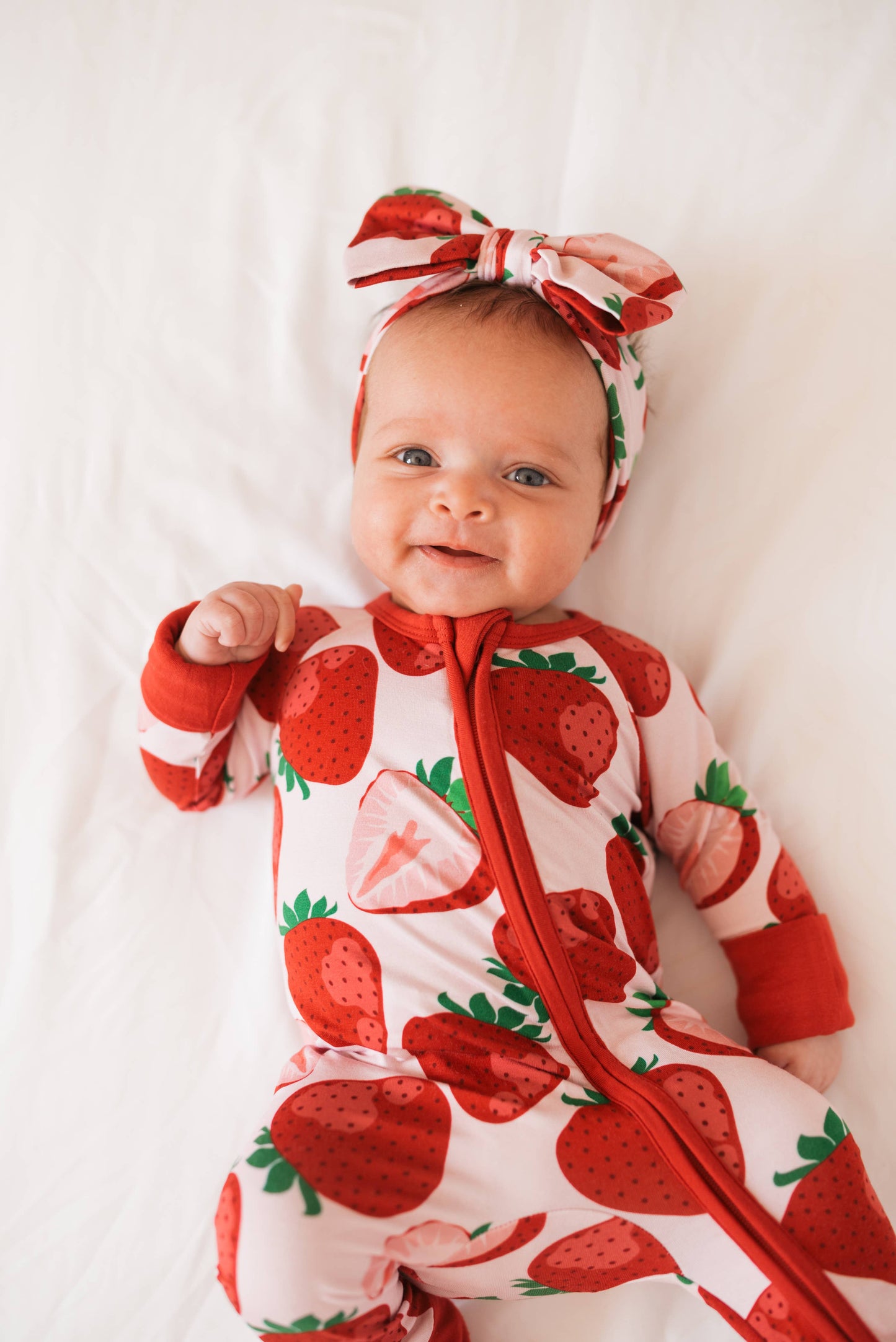 Berry Sweet Strawberry Bamboo Zip Romper Pajama