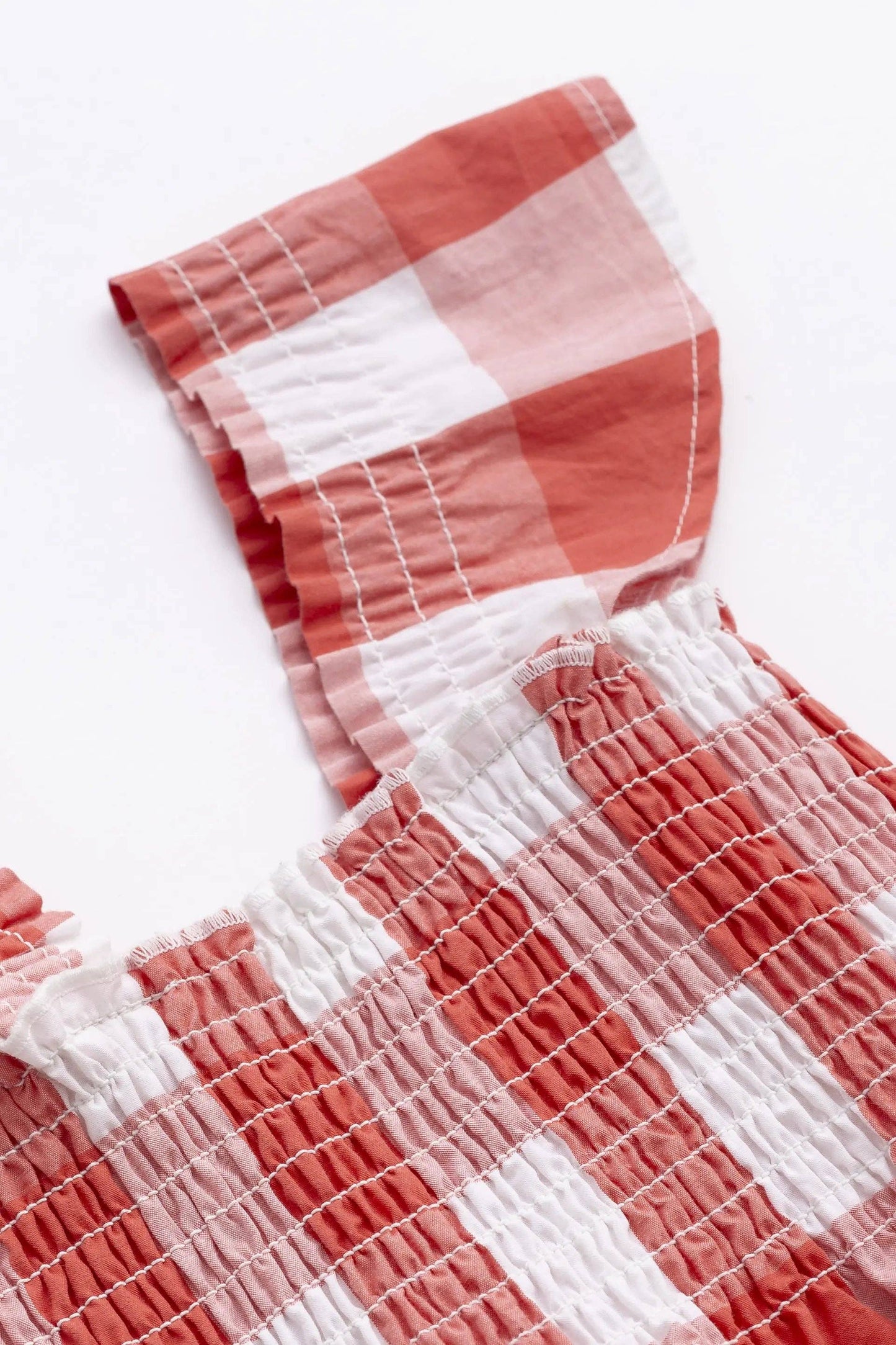 Organic Cotton Flutter Sleeve Dress | Red Gingham