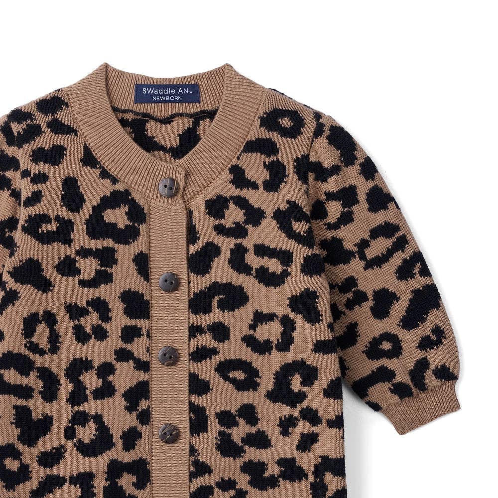 100% Cotton Knit Romper | Leopard