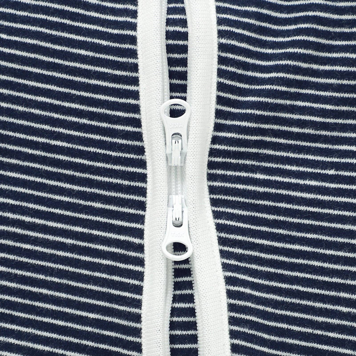 Organic Cotton Striped Peek-A-Poo Pajama in Navy Blue