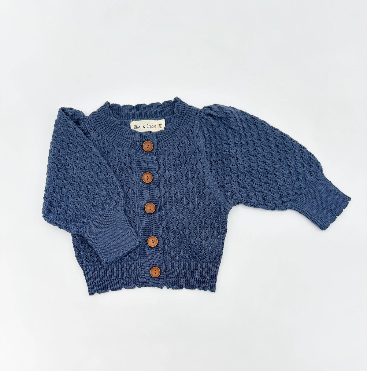 100% Cotton Pointelle Cardigan | Sapphire