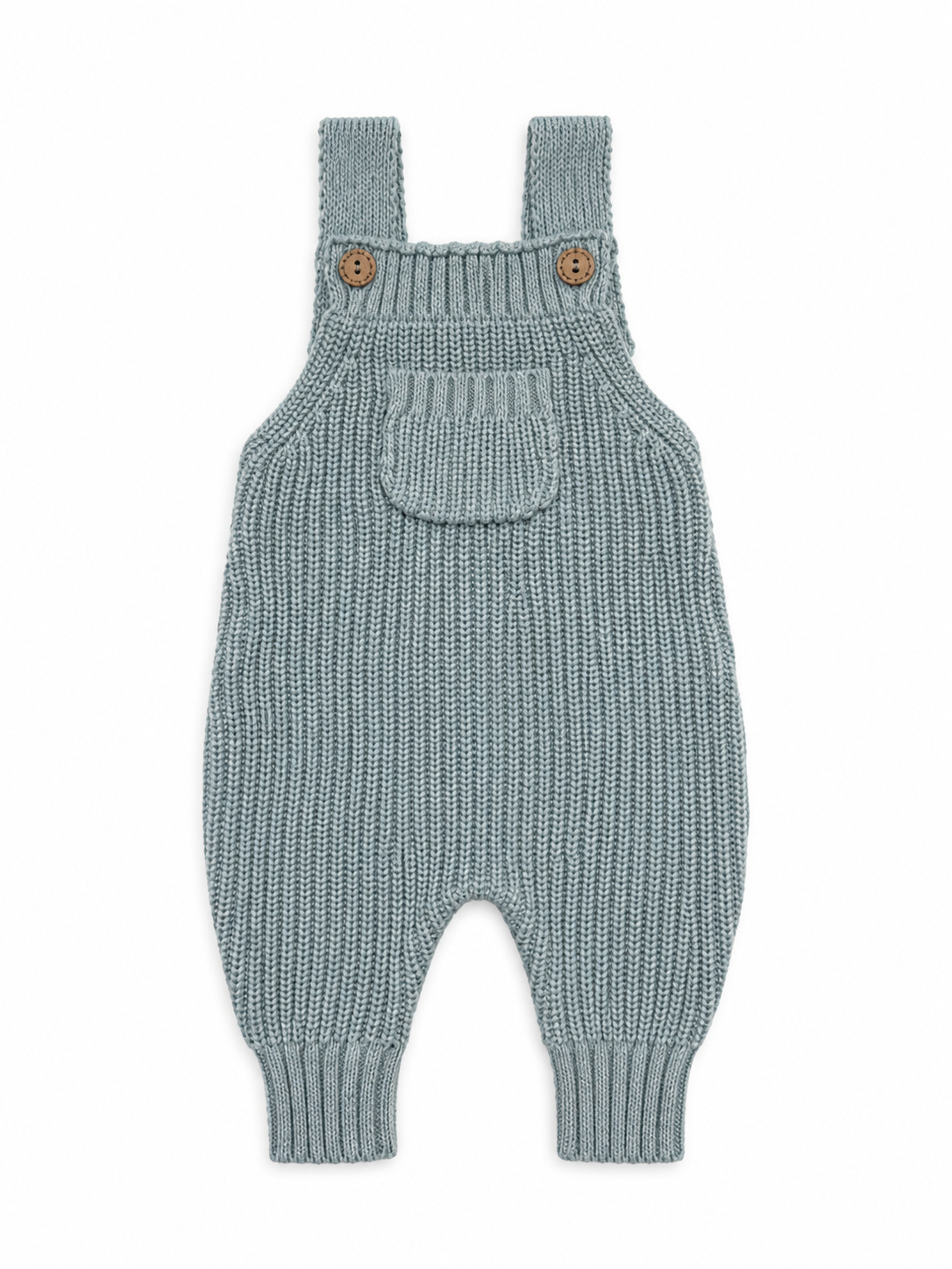 100% Cotton Knit Overalls | Dusty Blue