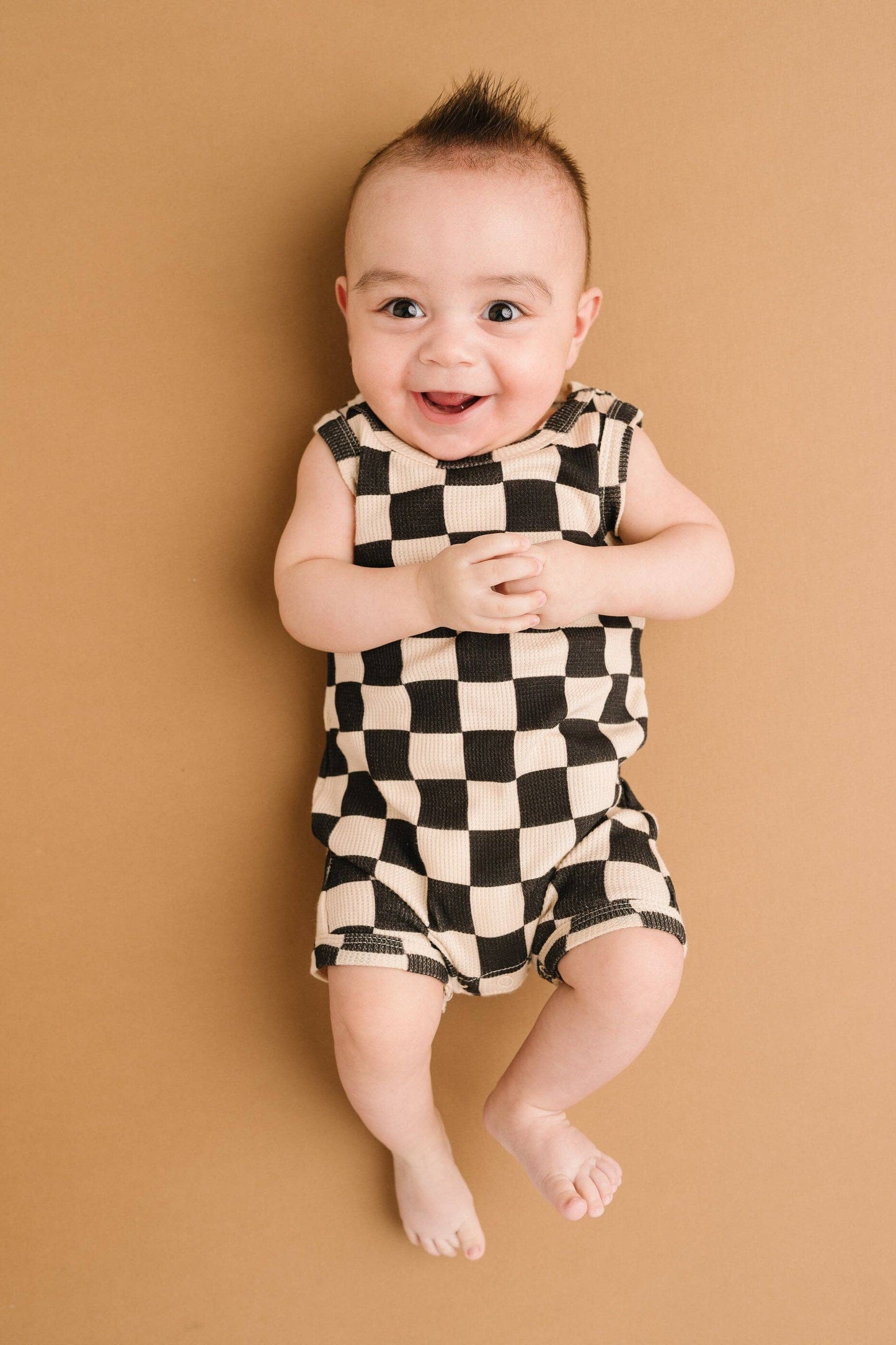 Black Checkered Bamboo Romper