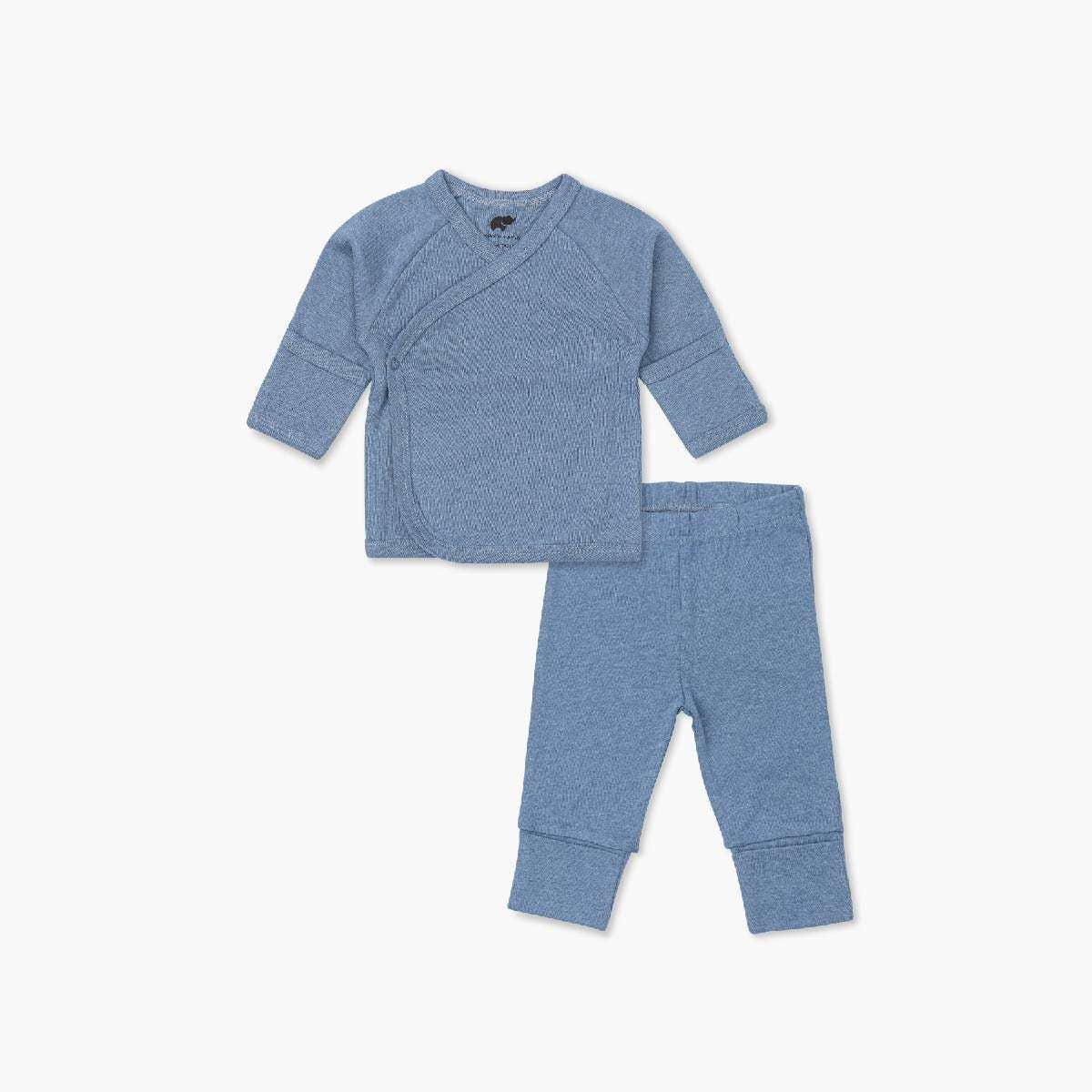 Organic Cotton Kimono Set | Light Blue Heather
