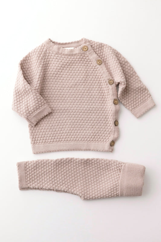 Cotton Knit Sweater Set | Dusty Pink