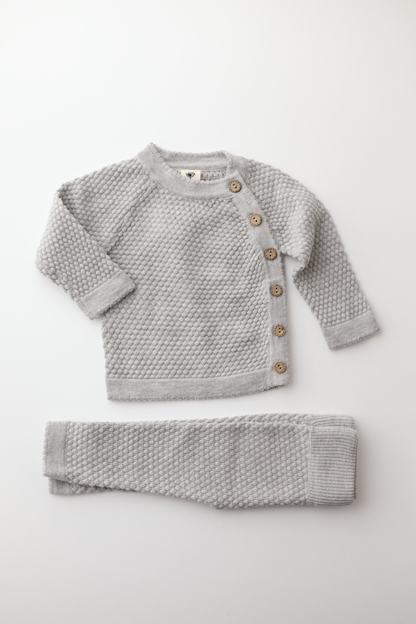 Cotton Knit 2 Piece Baby Sweater Set | Gray