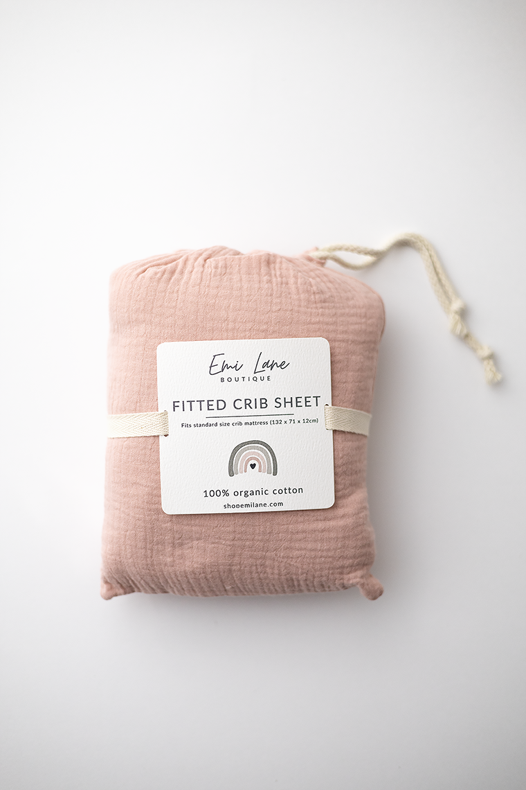 Organic Cotton Crib Sheet | Blush