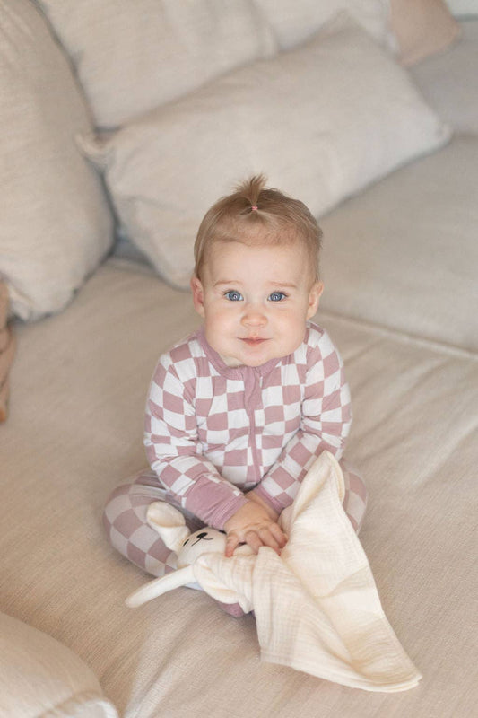 Bamboo Zip Pj | Pink Checkered