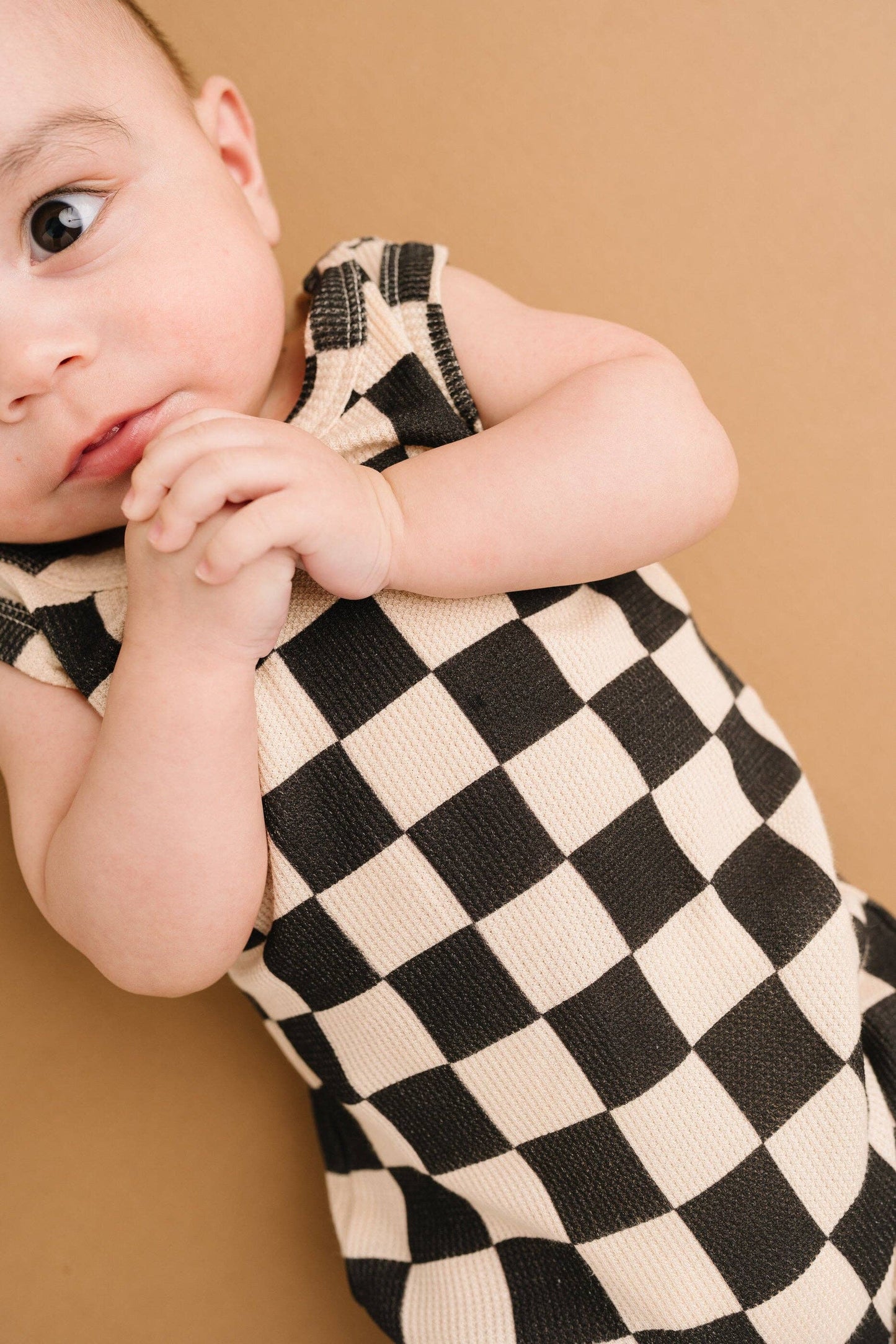 Black Checkered Bamboo Romper