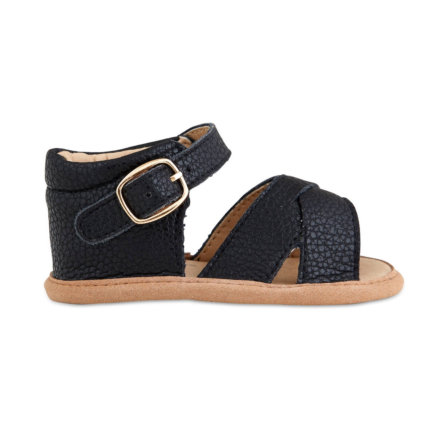 Split-Soled Leather Baby Sandals - Black