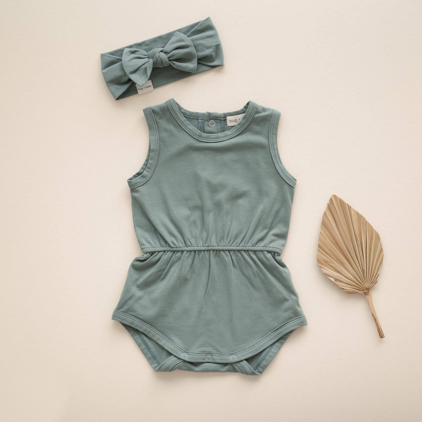 Organic Cotton Playsuit – Basil Green