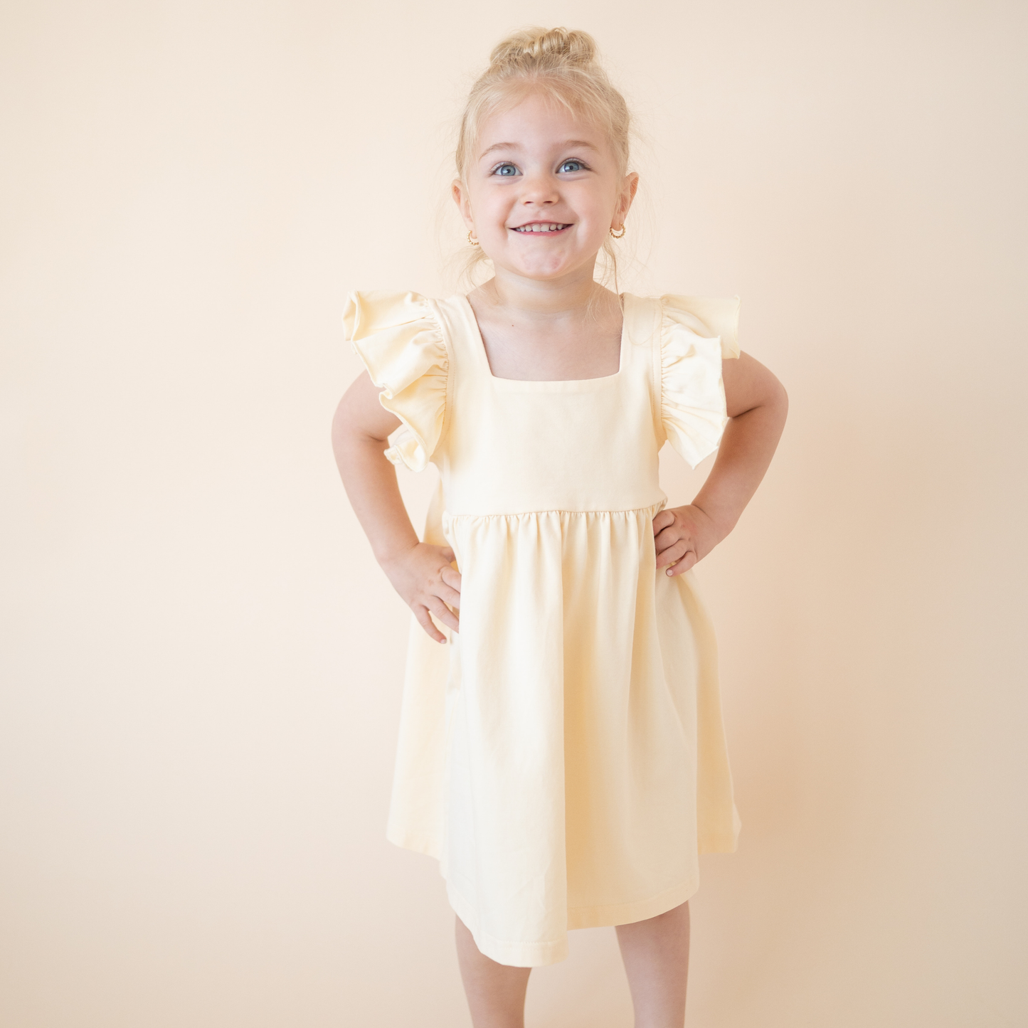 Organic Cotton Flutter Dress | Lemonade Yellow