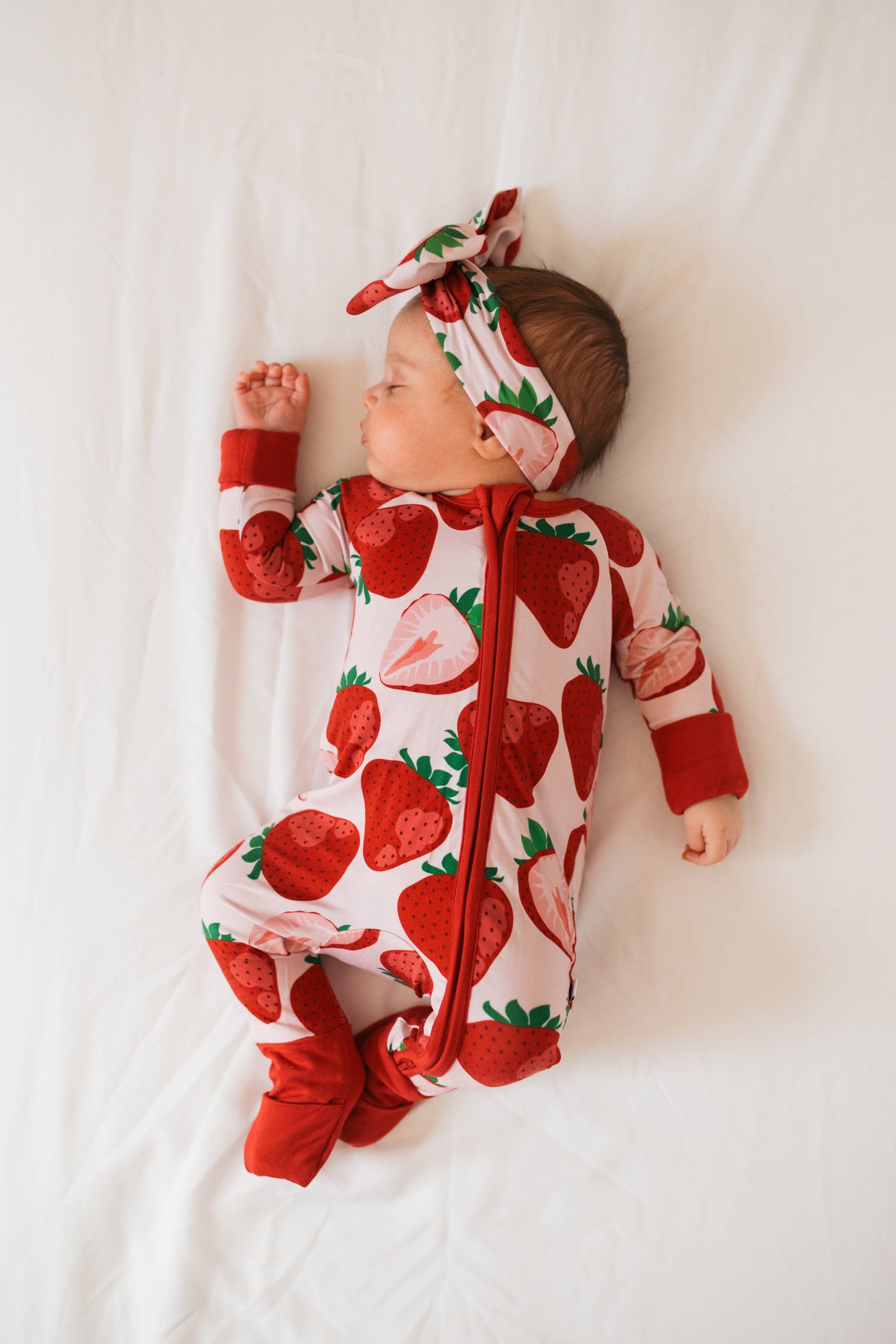 Berry Sweet Strawberry Bamboo Zip Romper Pajama