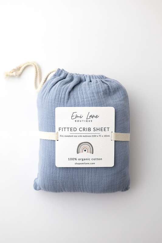 Organic Cotton Fitted Crib Sheet | Dusty Blue