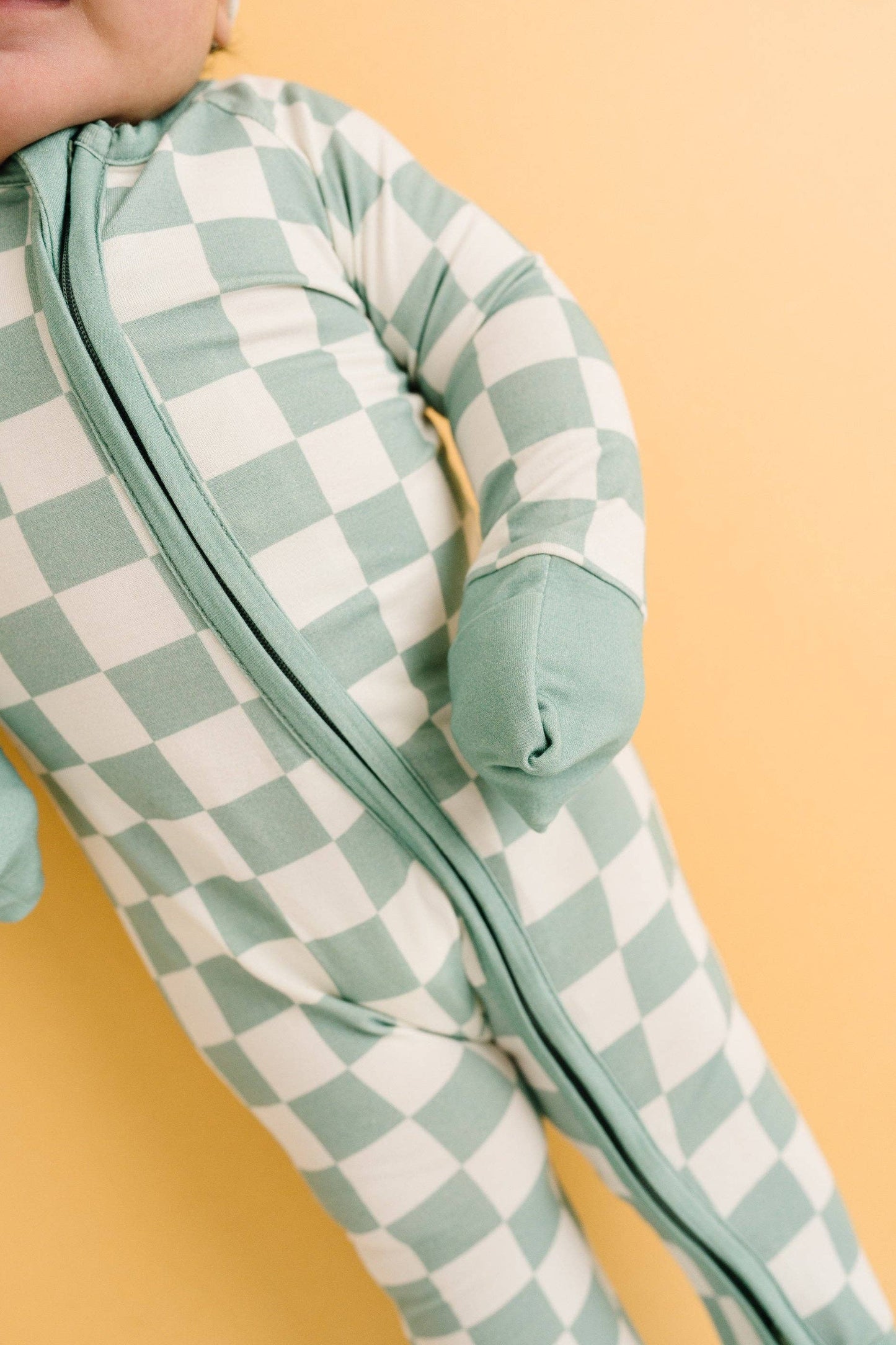 Bamboo Zip Sleeper | Seafoam Checkered