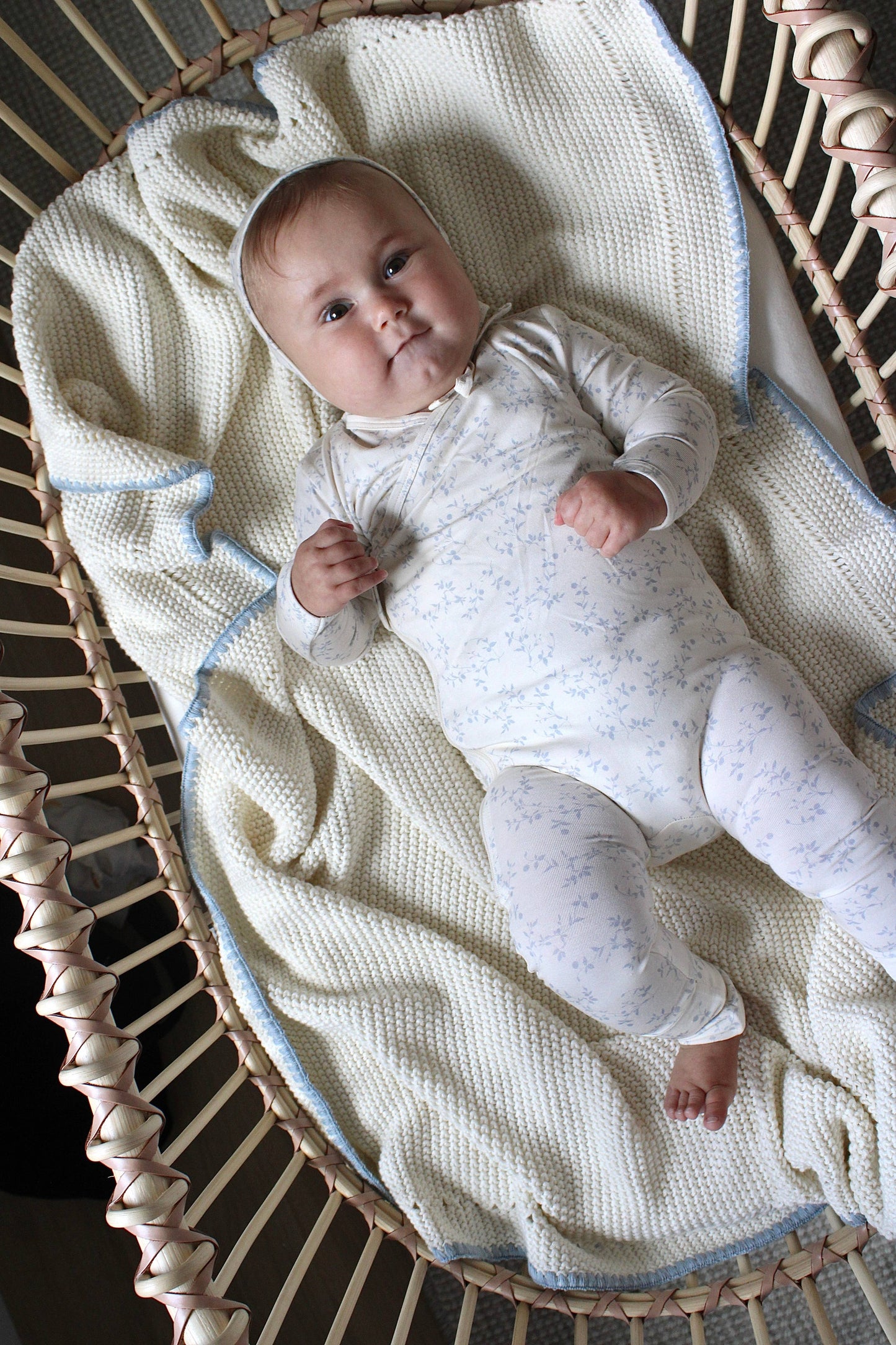 Bamboo/Organic Cotton Wrap Footie - Soft Blue Vine