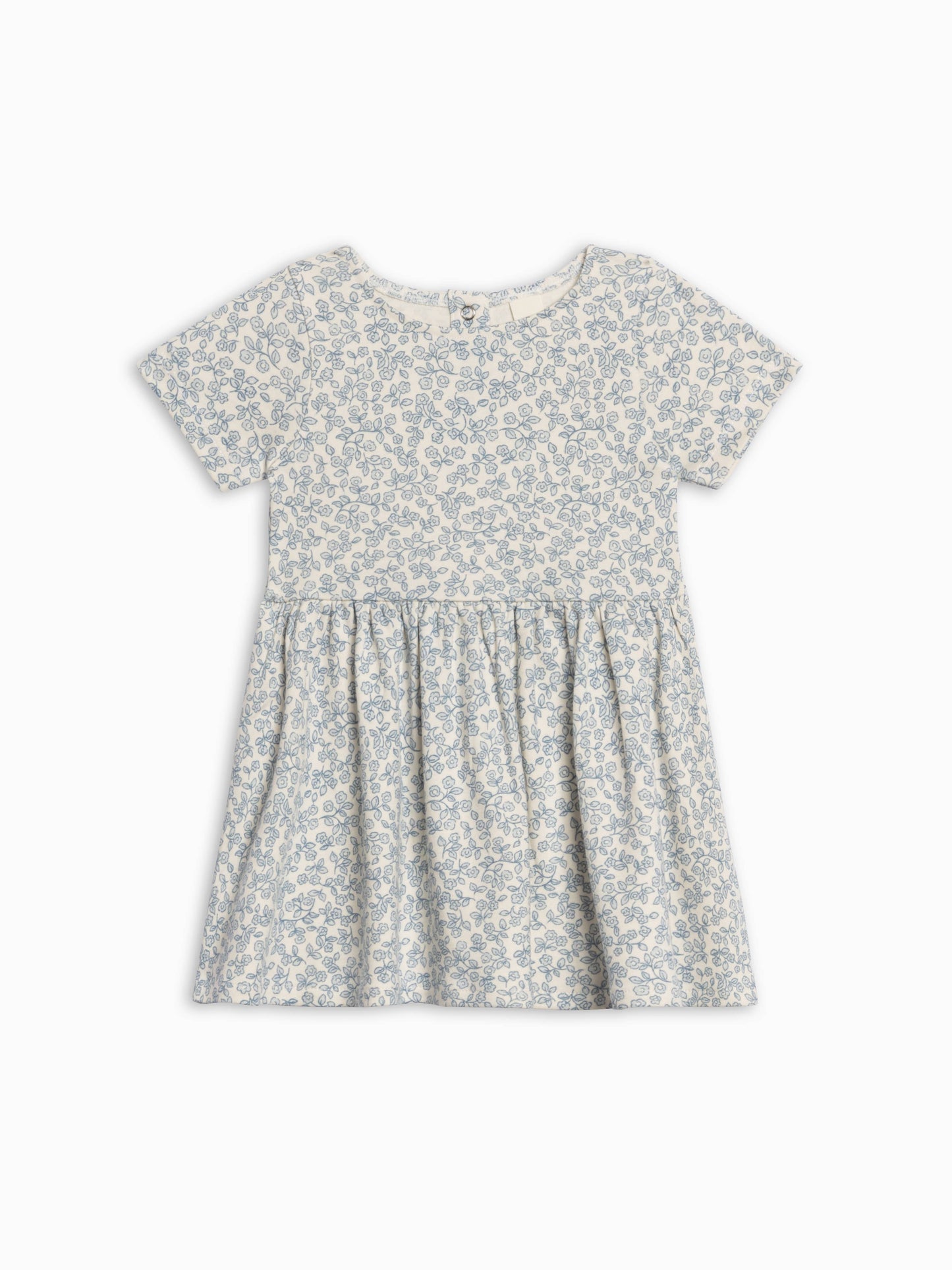 Organic Cotton Short Sleeve Swing Dress - Ivory + Sea