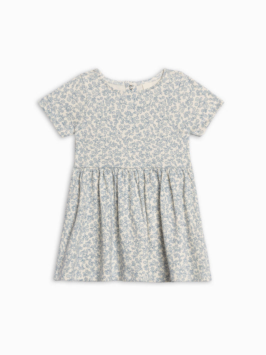 Organic Cotton Short Sleeve Swing Dress - Ivory + Sea